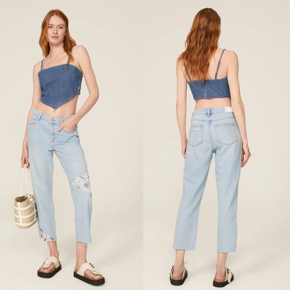 PAIGE Noella Patchwork Crop Jeans Size 30